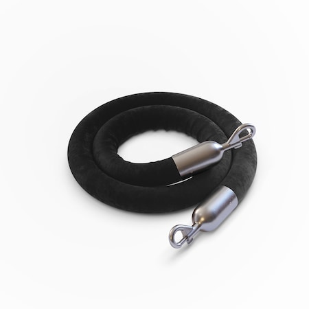 Velvet Rope Black With Satin Stainless Snap Ends 10ft.Cotton Core